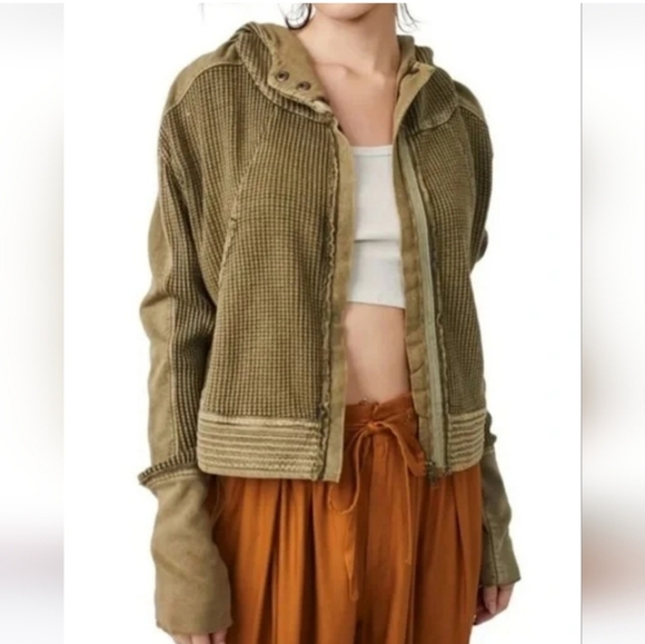 Free People Olive Bomber Jacket - Picture 2 of 16